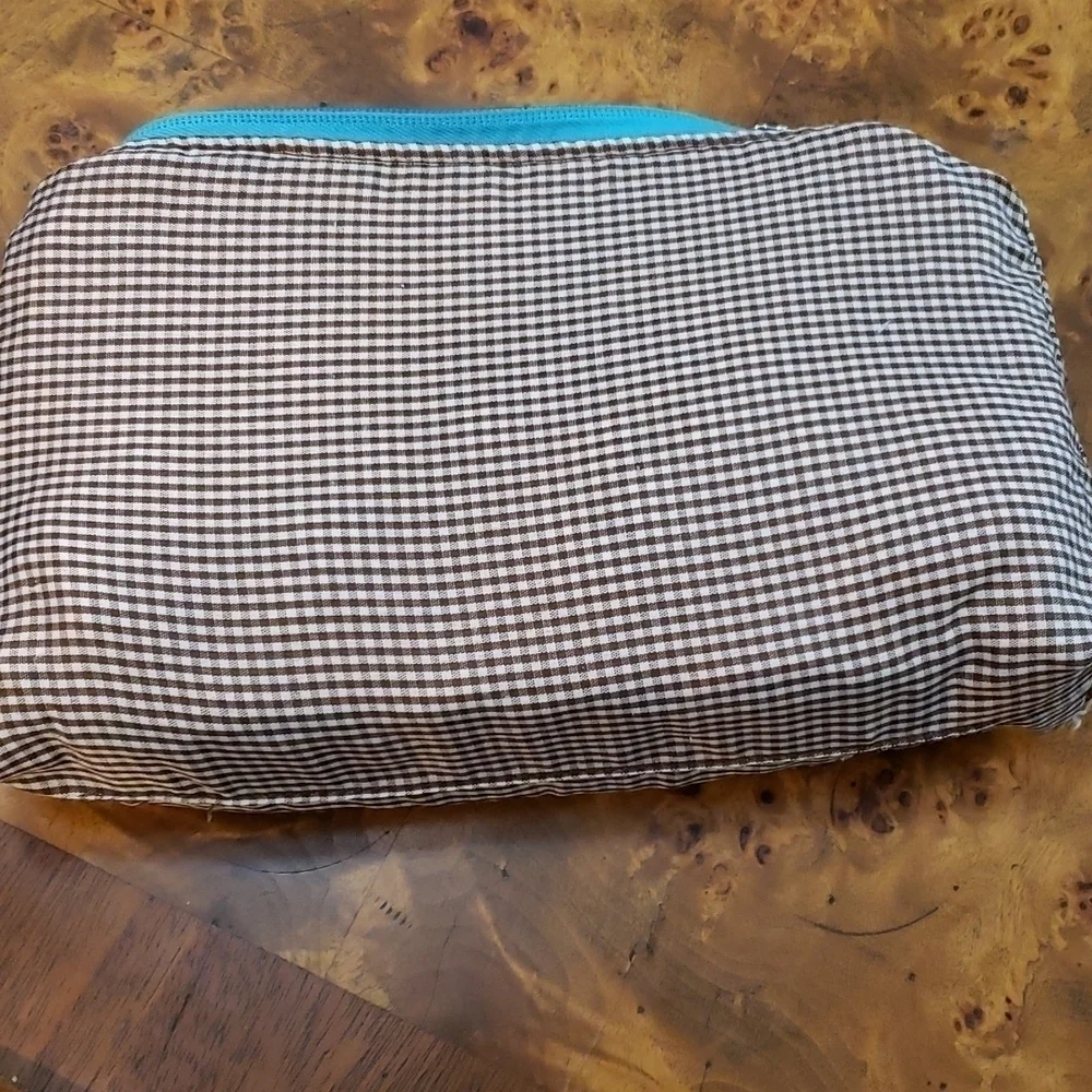 N. Gil Make-up Bag Cutch Owl Design Gingham Reversible EUC